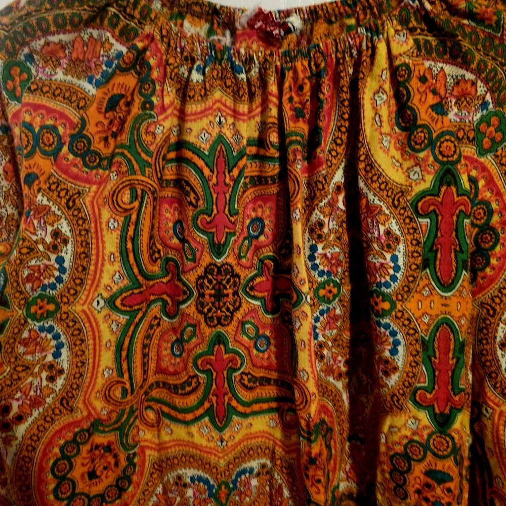 1960's Boho  Paisley Print Mini Dress - Picture 4 of 6